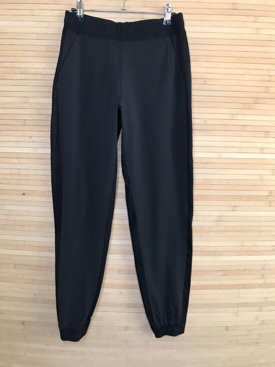 Athleta Pants - Athleta Black Textured Brooklyn Joggers Pants Side Stripe Elastic Waist Stripe 2